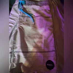 RVCA Gray and White Striped Pencil Skirt
